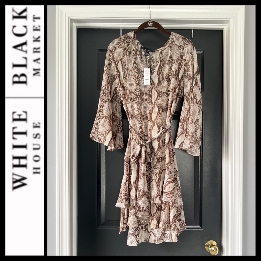 NWT WHBM Studded Python Ruffle Dress - Picture 6 of 12